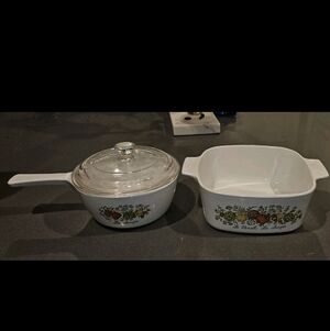 CorningWare White Cookware with Floral Design